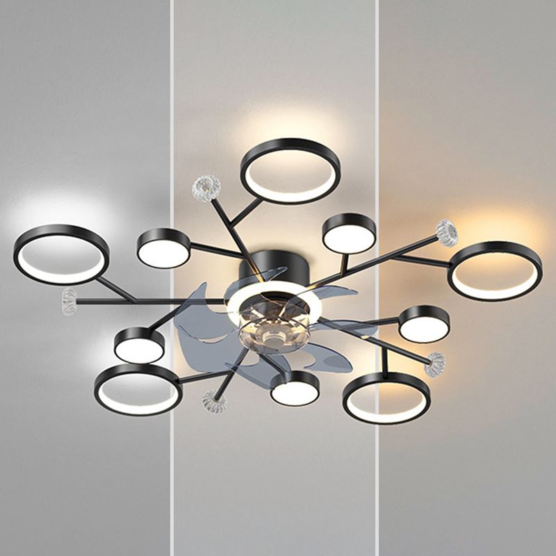 Chandelier Multi - Light Fan Light in Black / Gold Finish Metal LED Ceiling Fan