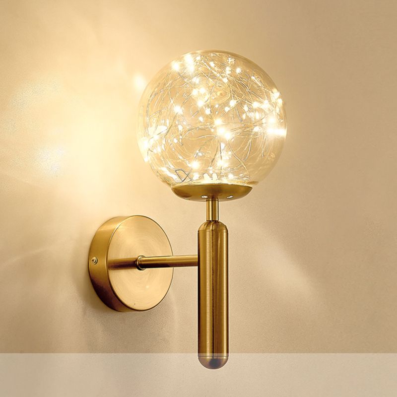 Globe Wall Sconce Gypsophila Style Glass Sconce Wall Light for Bedroom