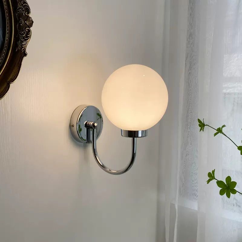 Modernism Single Golden/Chrome Wall Mounted Sconce Glass Wall Light for Bedroom