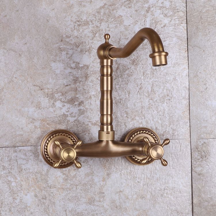 Brass Wide Spread Bathroom Faucet Industrial Lever Lavatory Faucet