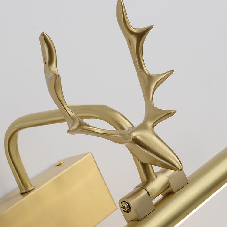 Linear 1-Light Wall Mounted Light Fixture Modern Style Brass Vanity Lighting Ideas