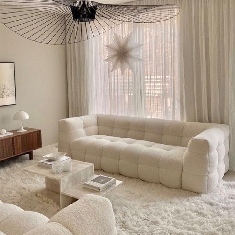 Wool Tuxedo Arm Sofa Contemporary Standard Sofa with Biscuit Back