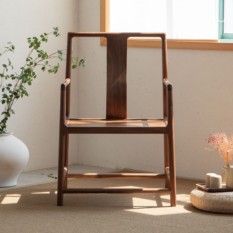 Traditional Style Dining Chair Solid Wood Arm High Back Chair for Home