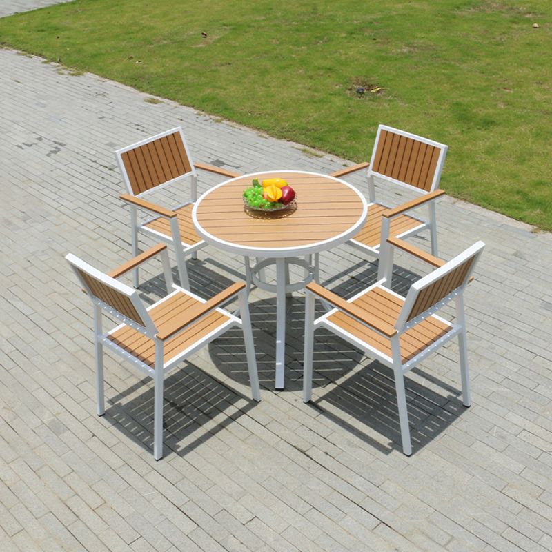 Contemporary Stacking Metal Dining Armchair with Arm Patio Dining Armchair