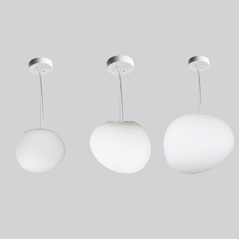 Wit kiezelvormige glazen ophanging Licht Moderne stijl Minimalisme Corridor Verlichtingsarmatuur met 70,8 "verstelbare draad