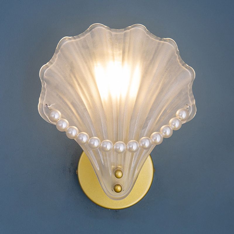 Golden Finish Single Contemporary Wall Mounted Sconce Glass Wall Light