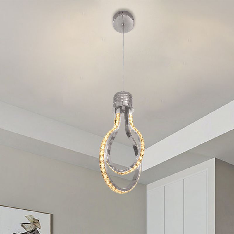 Lampachtig frame metalen hanglamp moderne LED chroom suspensieverlichting in warm/wit licht