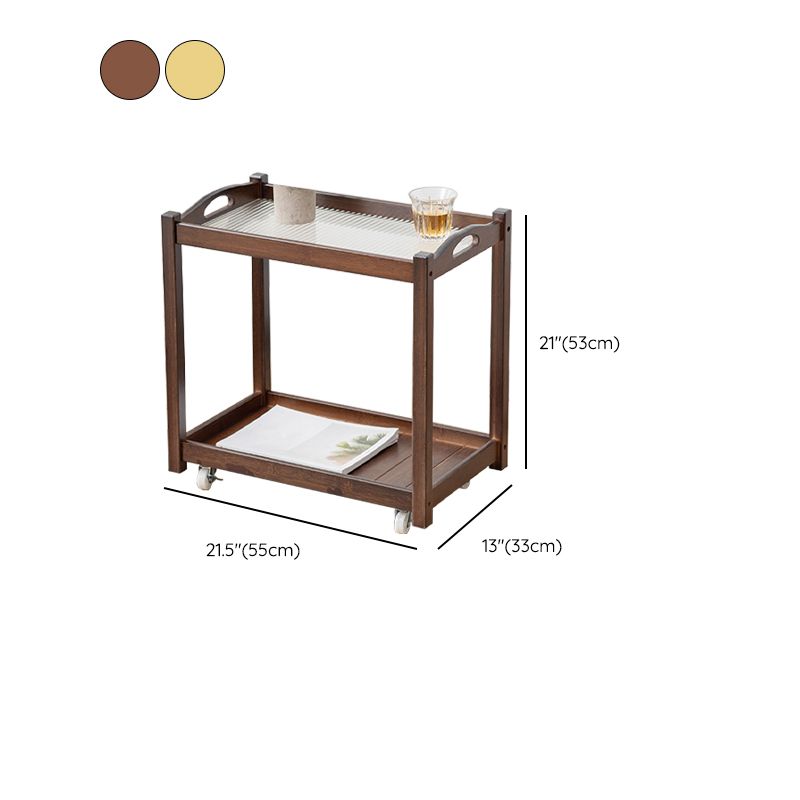 Contemporary Solid Wood with Shelf Rectangular Double Tier Side Table