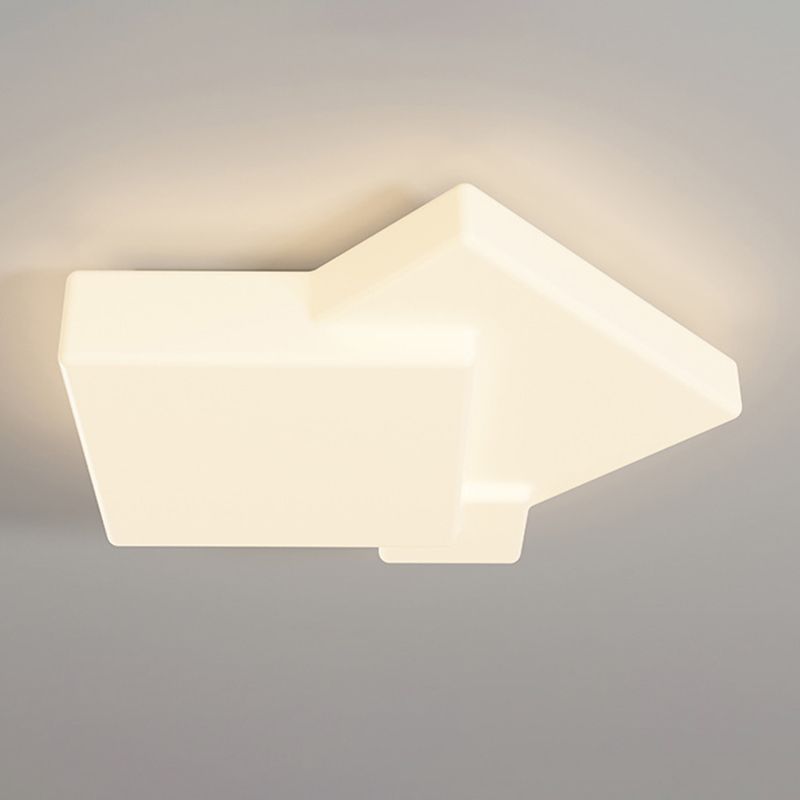 Geometric Modern Ceiling Flush Acrylic LED Square Flush in Matte White