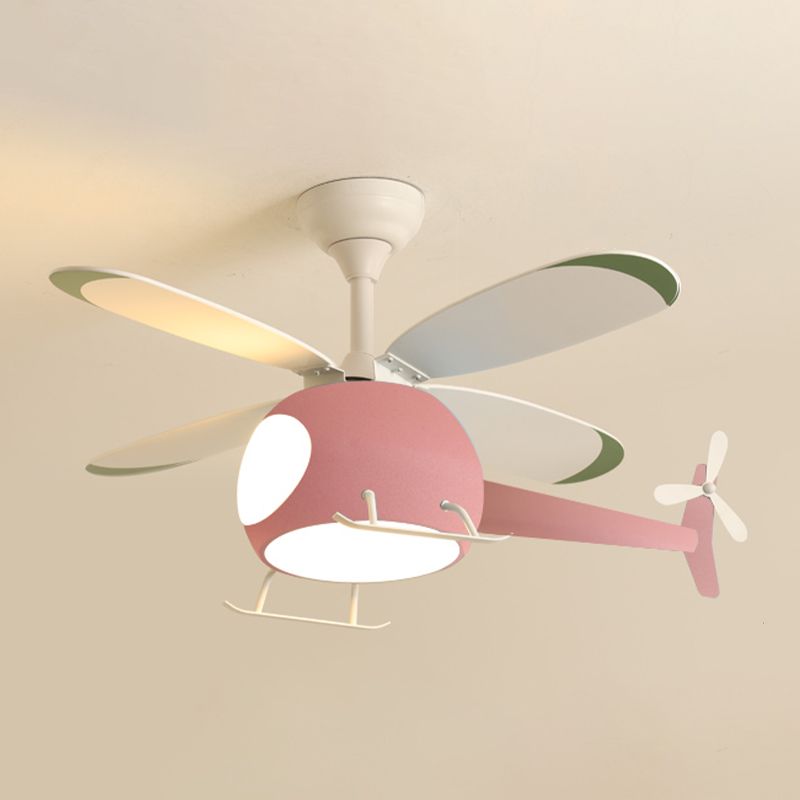 Modern Metal Ceiling Fan Lamp Helicopter LED Semi Flush Ceiling Light Fixtures