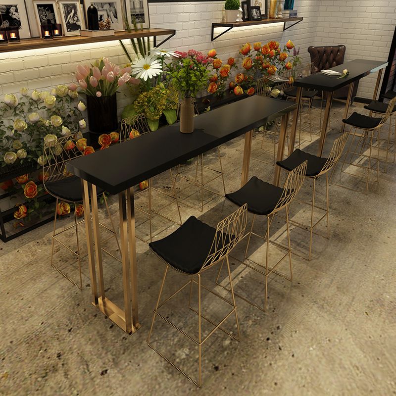 Glam Black Bar Table Set 1/2/7 Pieces Solid Wood Counter Table Set for Indoor