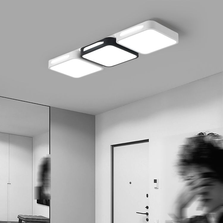 LED Modern Metal Flush Mount Square Shape Ceiling Lamp with Acrylic Shade for Living Room