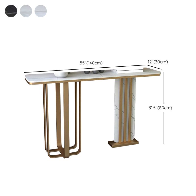 Glam Rectangle Accent Table 31.5-inch Tall Stone Console Table