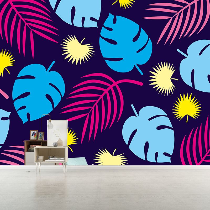 Mildew Resistant Tropical Plant Mural Wallpaper Decorative Wall Art for Bedroom