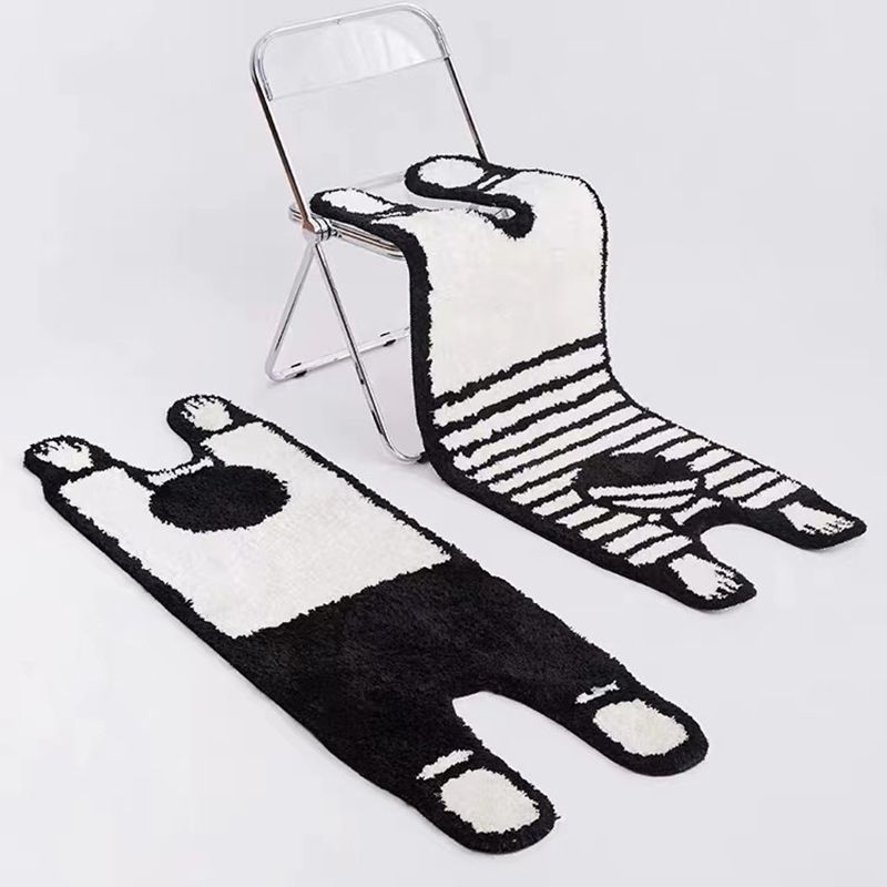 White Modern Rug Polyester Pattern Rug Stain Resistant Rug for Drawing Room