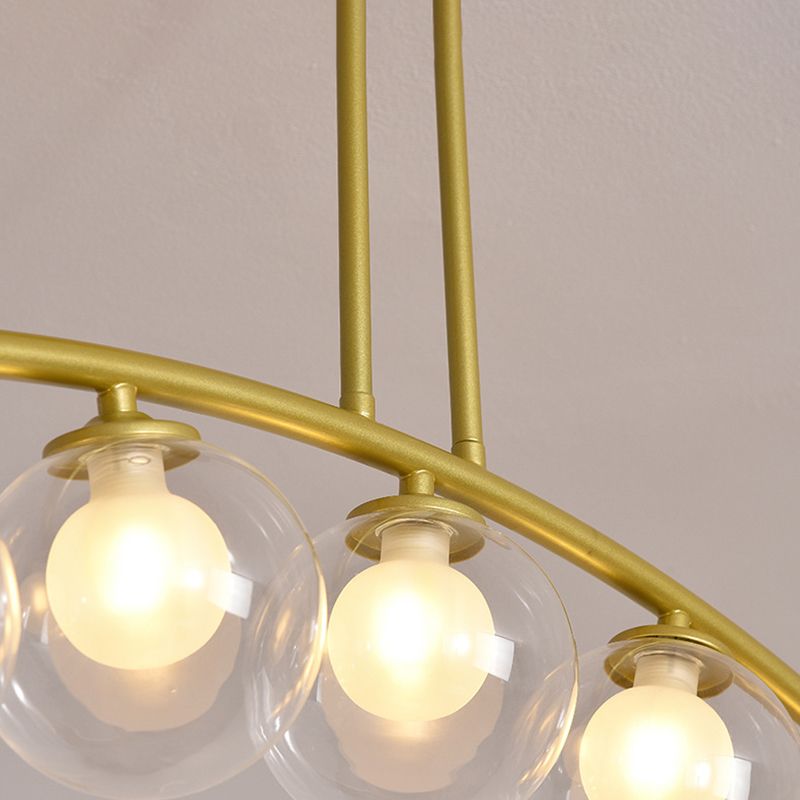 Modern Dining Chandelier Light Round Glass Shade Ceiling Hanging Light for Dining Room