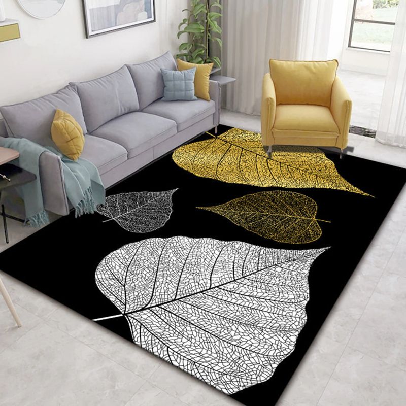 Glam Nordic Area Rug Multi-Colored Plant Carpet Stain Resistant Washable Anti-Slip Backing Rug for Sitting Room