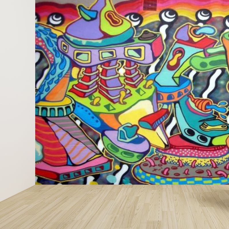 Novel Graffiti Wall Mural Modern Decorative Living Room Wall Art, Custom Size Available