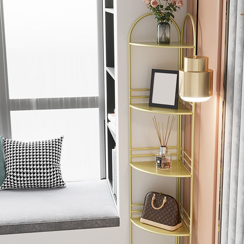 Modern Bookcase Corner Metal Open Back Shelf Bookcase with Shelves for Living Room