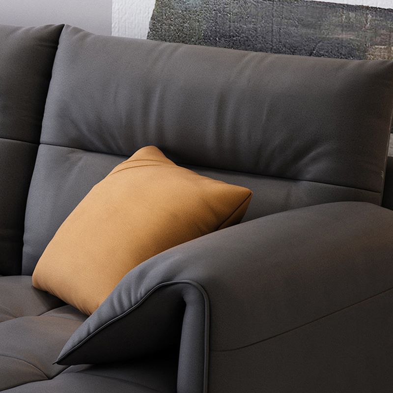 Dark Gray Cushion Back Contemporary Removable Cushions L-Shape Sofa & Chaise