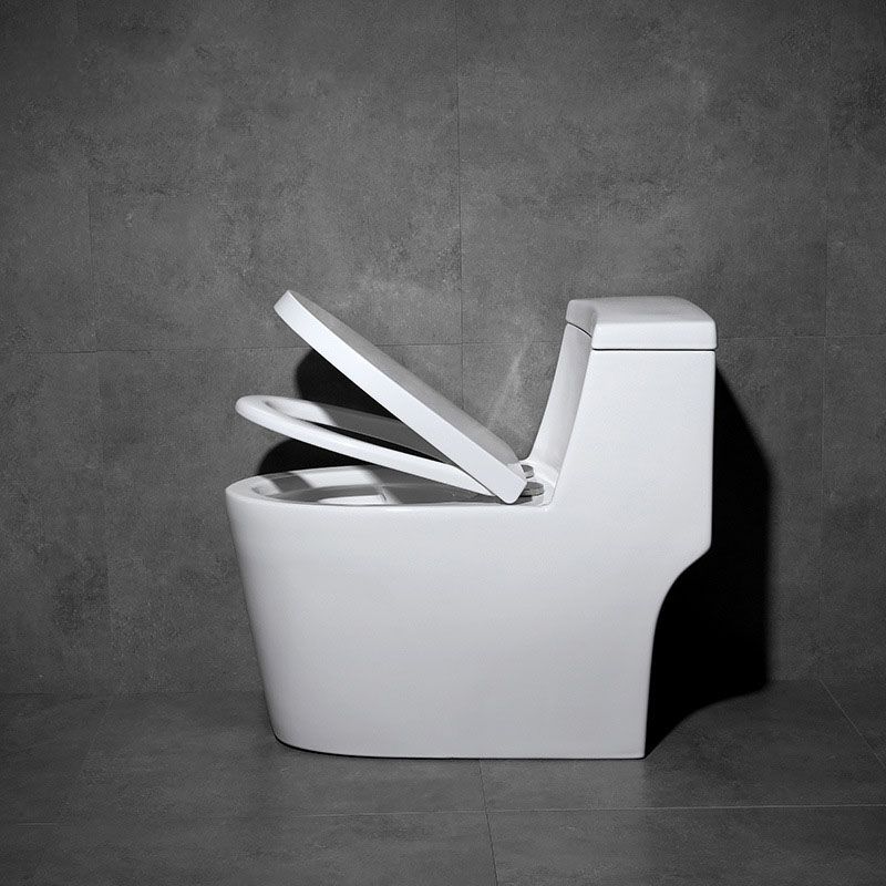 White Ceramic Floor Toilet Elongated One Piece Toilet with Glazed Surface