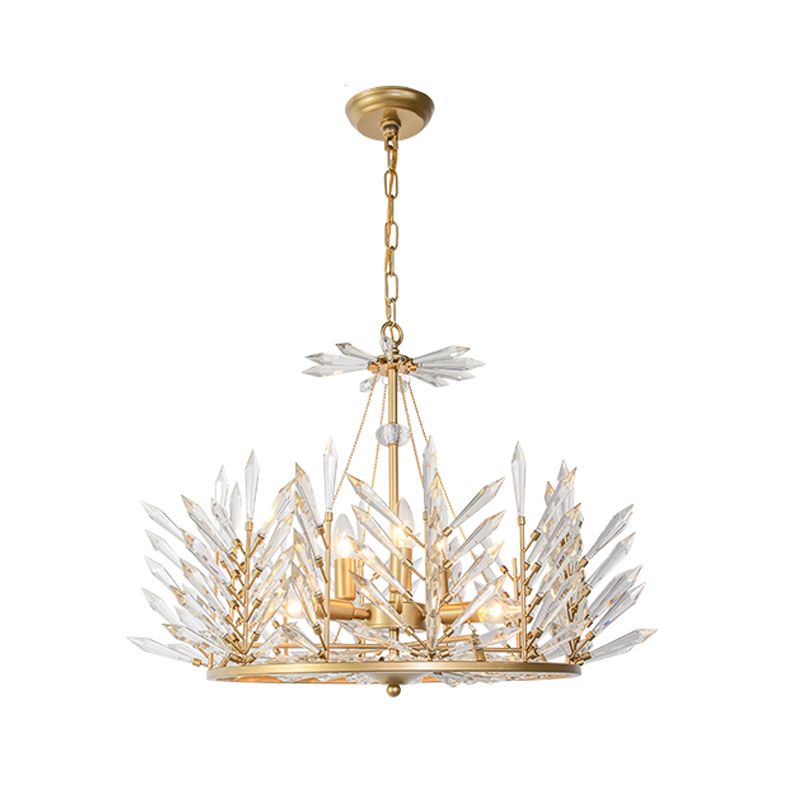 Circulaire Crystal Chandelier Pendant Light Rustique 6/8 Lumières Lampe de suspension de chambre en or