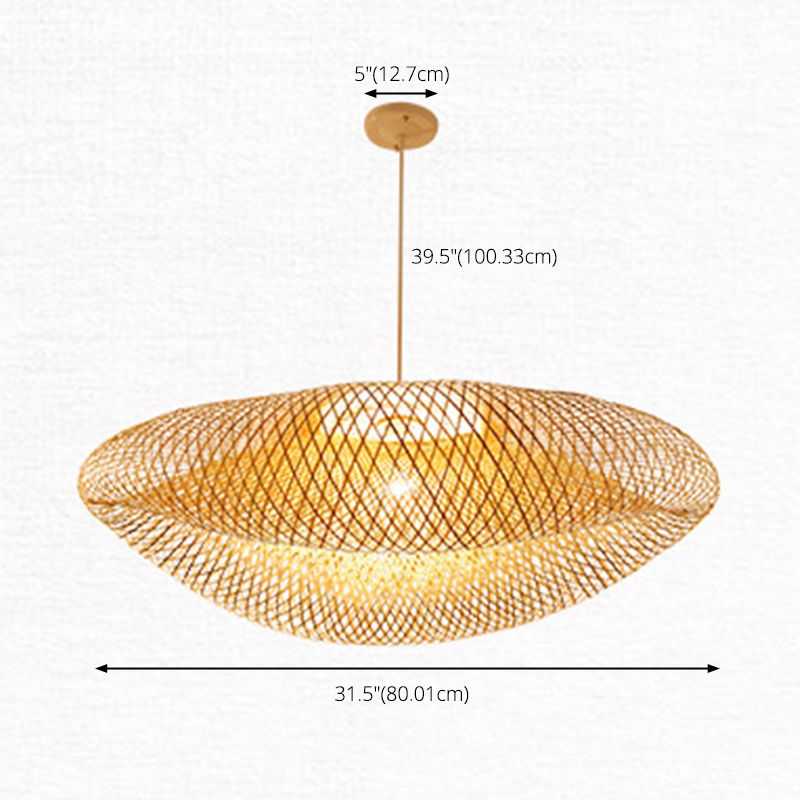 Handwebige Bambus hängend hängendes Licht 1-Licht Asiatischer Stil HABTE LEISTUNG FÜR FAUER ESSIONEN ZUHAMPLUNG
