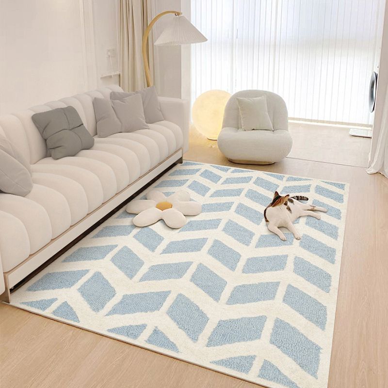 Light Striped Rug Blending Modern Indoor Rug Non-Slip Backing Rug for Living Room