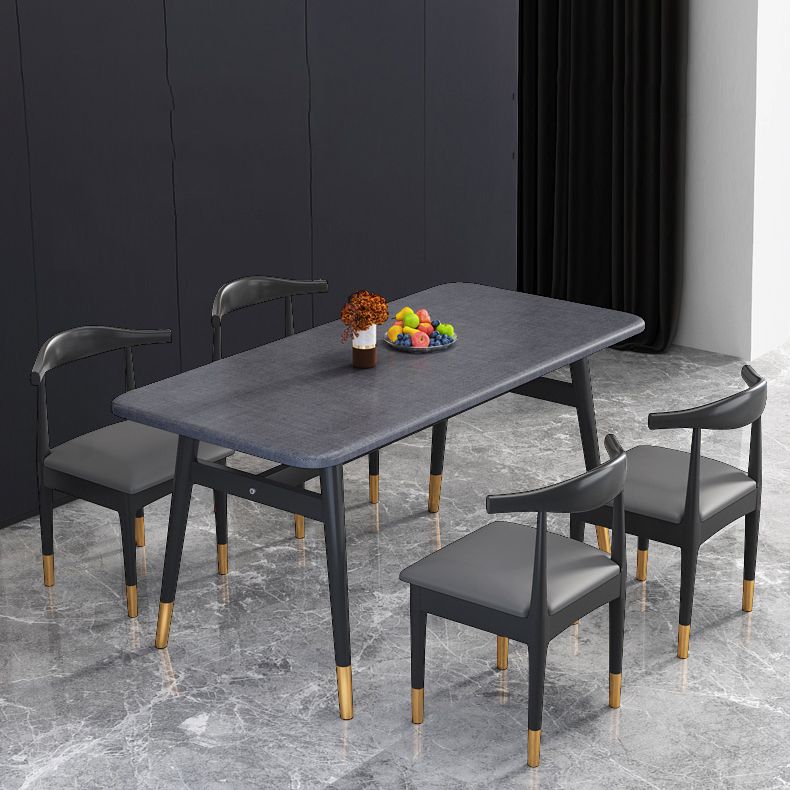 Rectangular Scandinavian Sintered Stone Dining Room Set Dining Furniture with 4 Legs Base