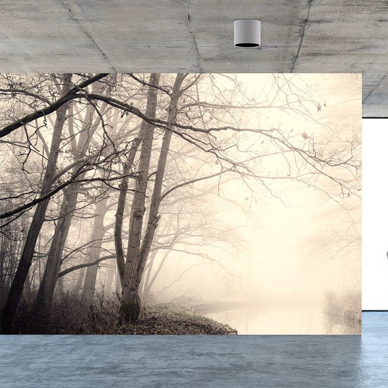Photographic Print Cloud Forest Mural for Living Room, Dark Color, Customized Size