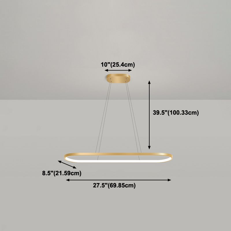 Estilo moderno forma lineal colgante metal luz 1 accesorio de iluminación colgante de luz en oro