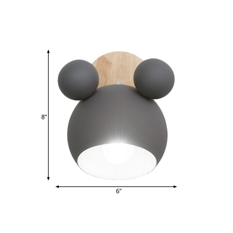 Study Room Mouse Wall Sconce Aluminum 1 Head Nordic Style Gray Wall Light