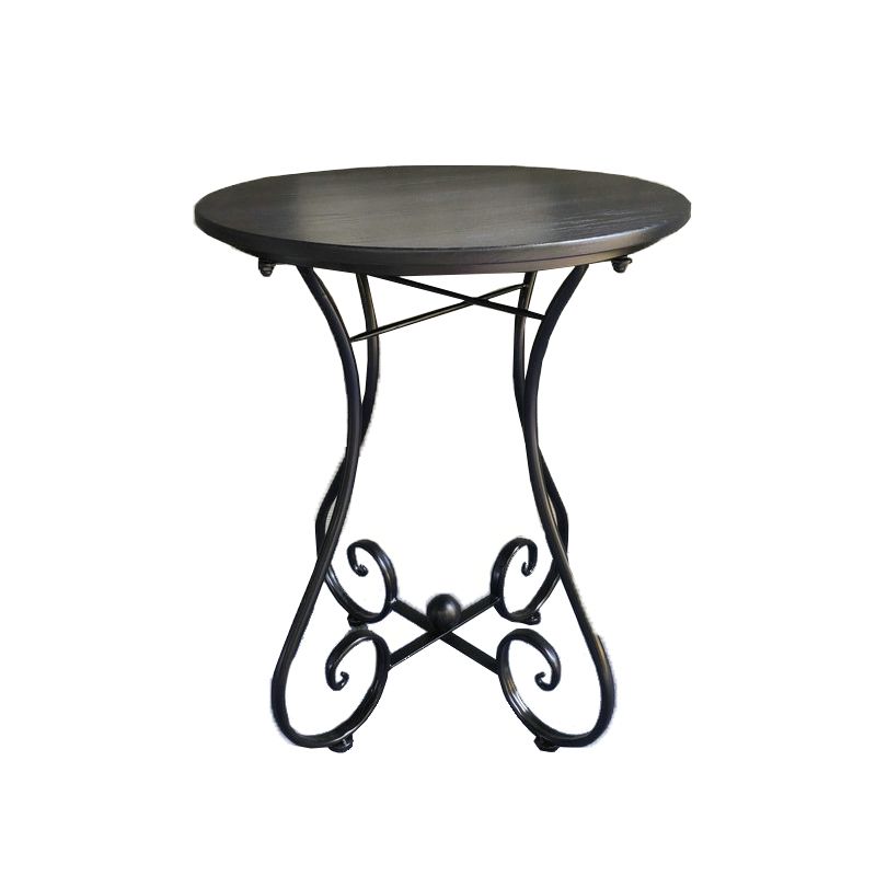 Contemporary Solid Wood End Table Metal Frame Gross Legs Sofa Side Accent Table