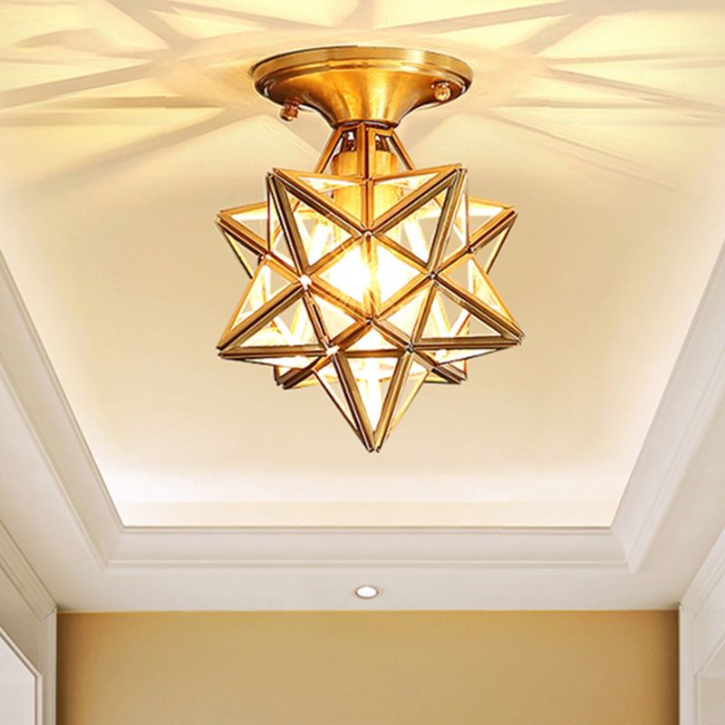 Gouden plafond gemonteerd armatuur traditionele stijl met glazen stervormige plafondverlichting armatuur