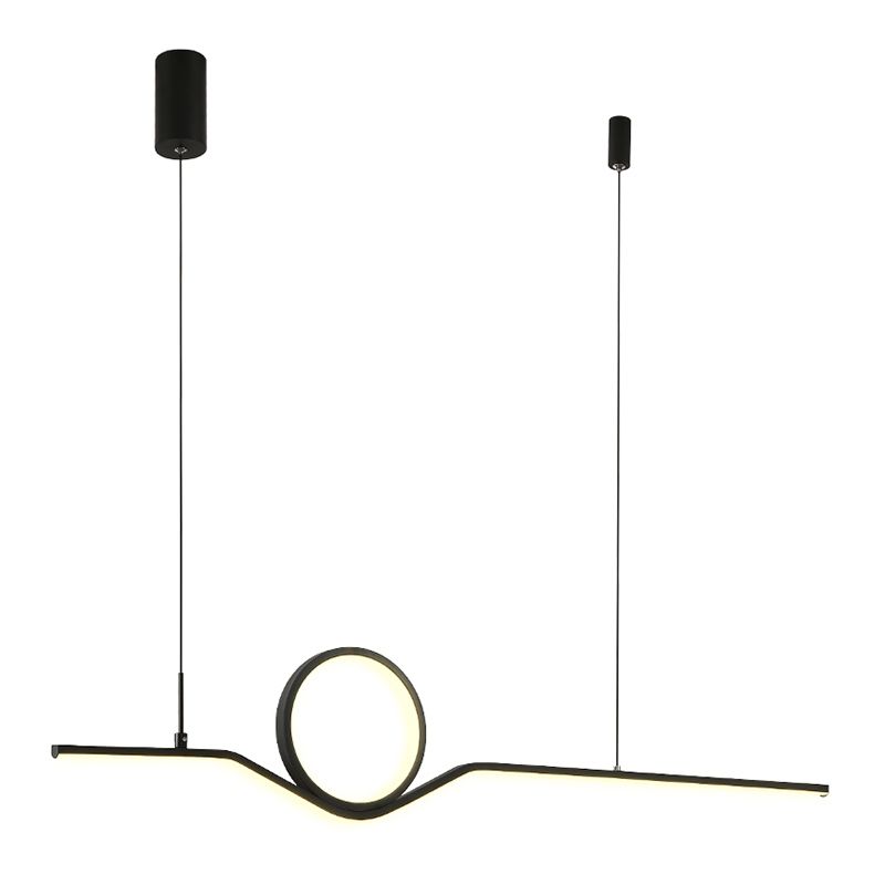 Estilo moderno Luces de isla de forma lineal Metal 2 Iluminación de la isla de la luz en negro