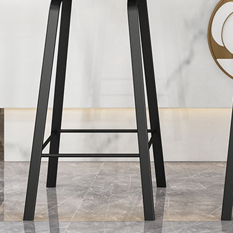 Contemporary Plastic Backrest Counter High Stool with 4 Legs