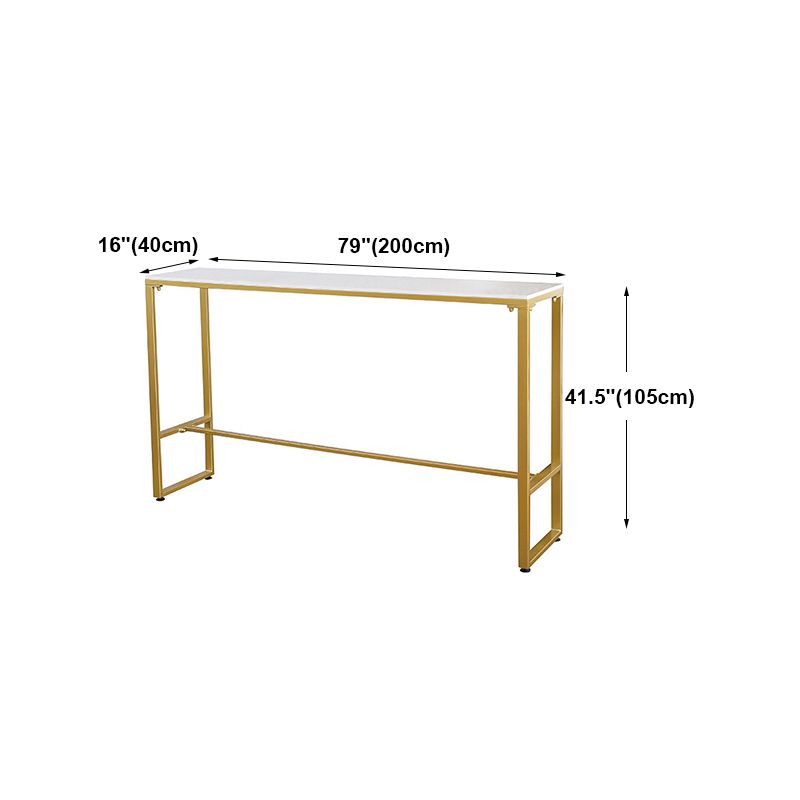 White Glam Style Bar Table in Iron Top and Faux Marble Bar Table for Living Room