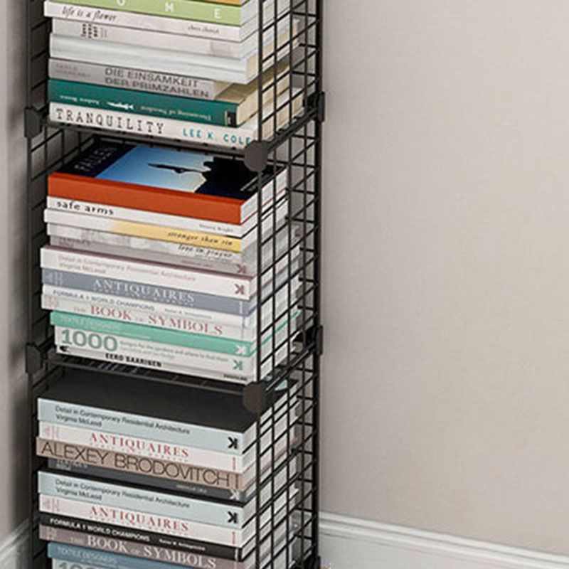 Contemporary Metal Shelf Bookcase Closed Back Home Book Shelf
