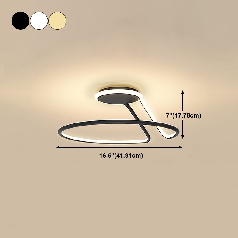 Style moderne en forme linéaire lampe de plafond métal 1 lumière légère plafond pour chambre à coucher