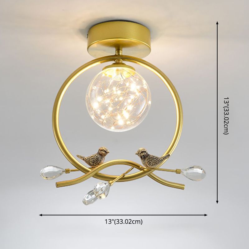 New Modern Clear Glass Flush Light Fixtures Corridor Spherical Flush Mount with Shape