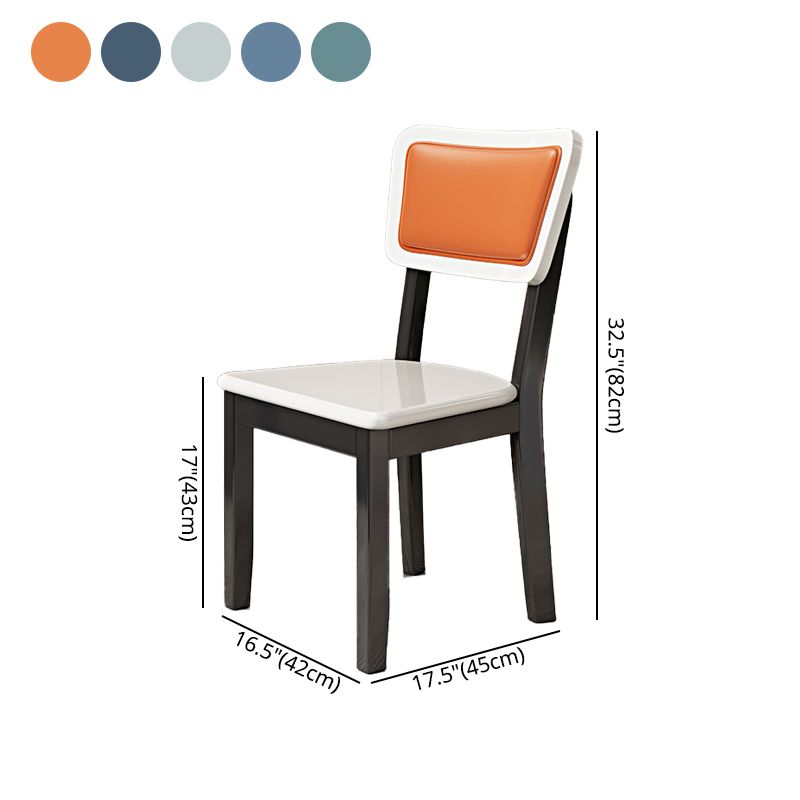 Silla lateral escandinava interior tapizada de madera Silla de comedor con respaldo abierto