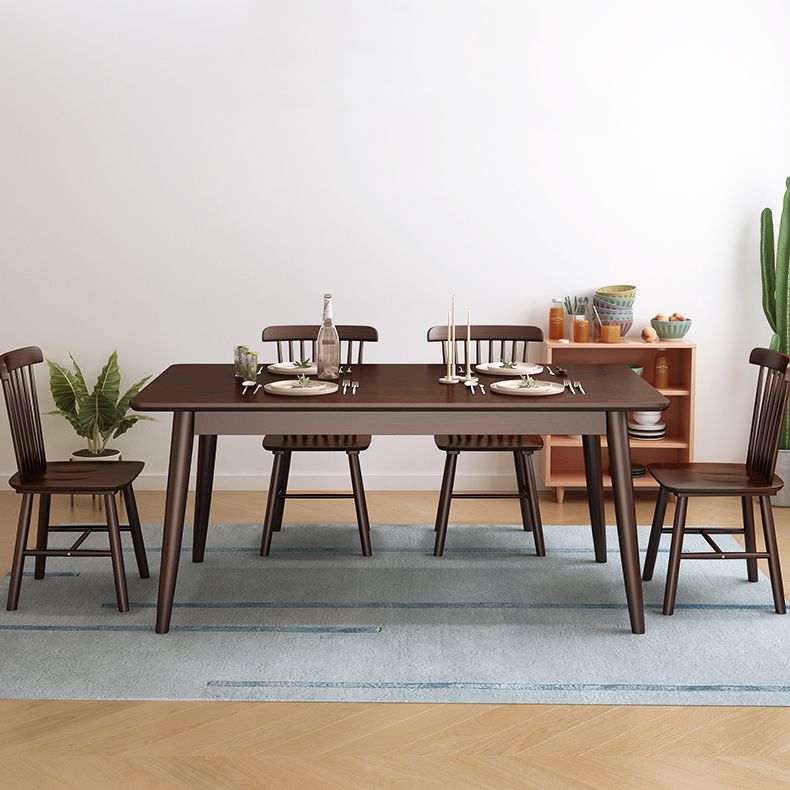 Minimalist Standard Solid Wood Dining Set Rectangle Shape for Kitchen Dining Set in Khaki