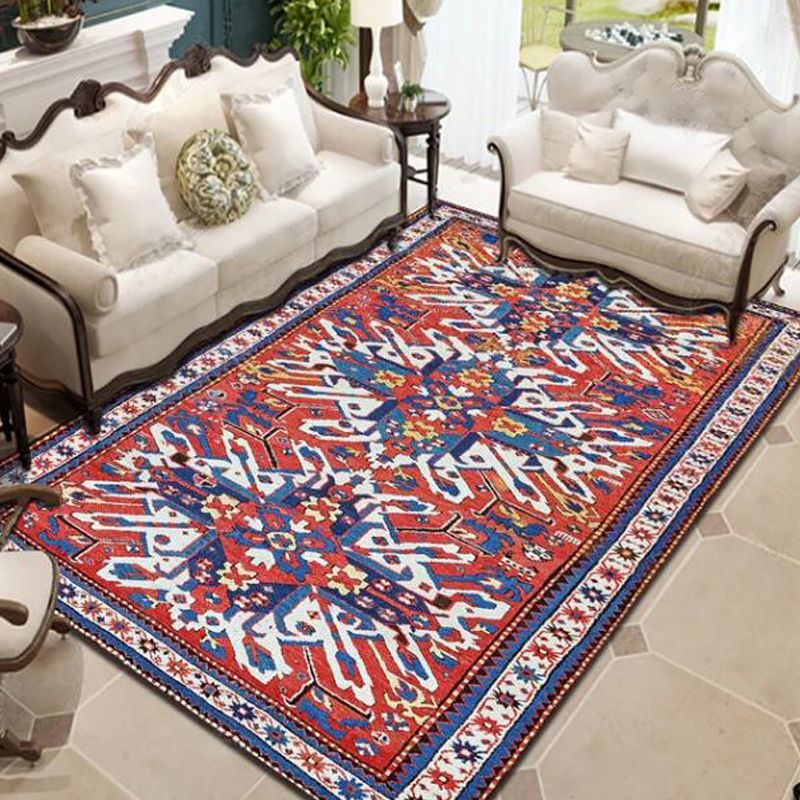 Exotic Geometric Patterned Rug Multicolored Moroccan Rug Polypropylene Stain Resistant Non-Slip Backing Machine Washable Carpet for Room