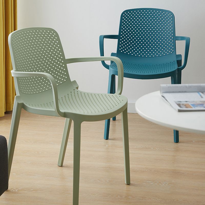Plastic Contemporary Kitchen Dining Chair Arm Solid Back Chair