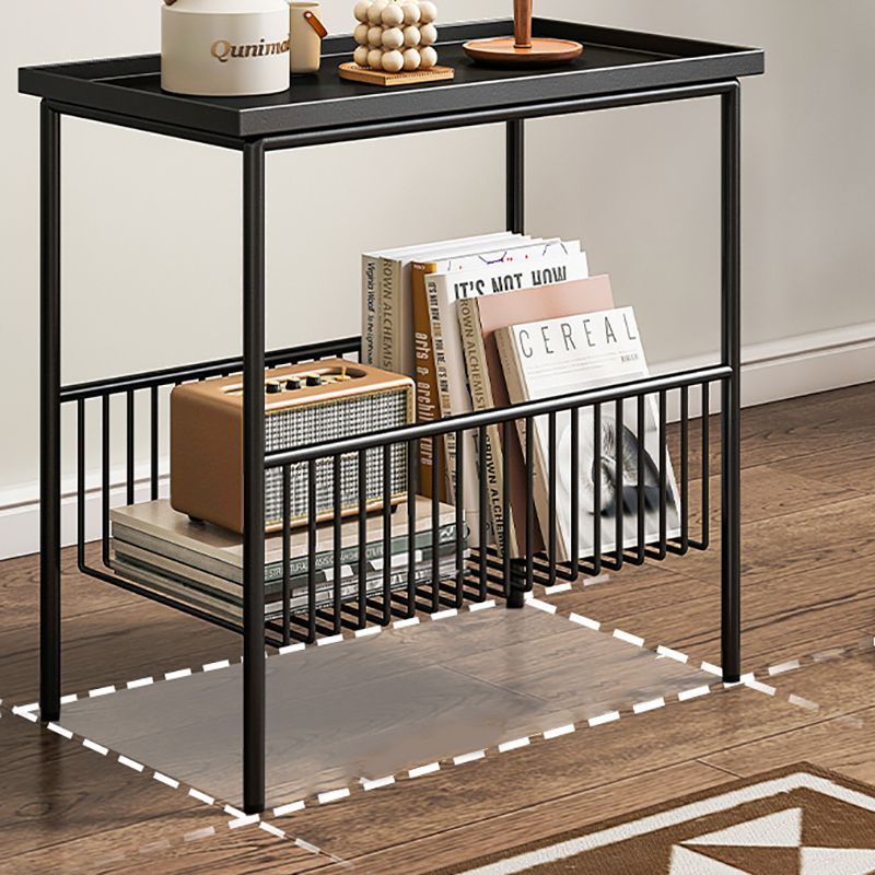 Rectangle Tray Top Side Table Iron Base End Table with Storage