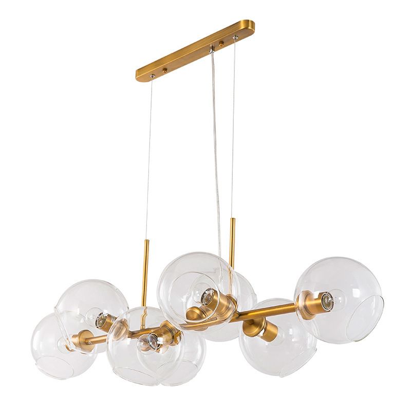 Globe 8-Light Island Light dans le style artistique moderne lampe suspendue en fer forgé avec une teinte en verre