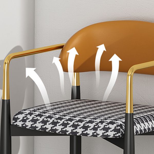 Glam Metal Home Side Chair Open Back Dining Side Chair in Black