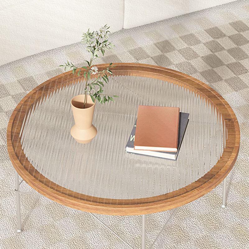 15"H Tropical Coffee Table Glass 4 Legs Coffee Cocktail Table