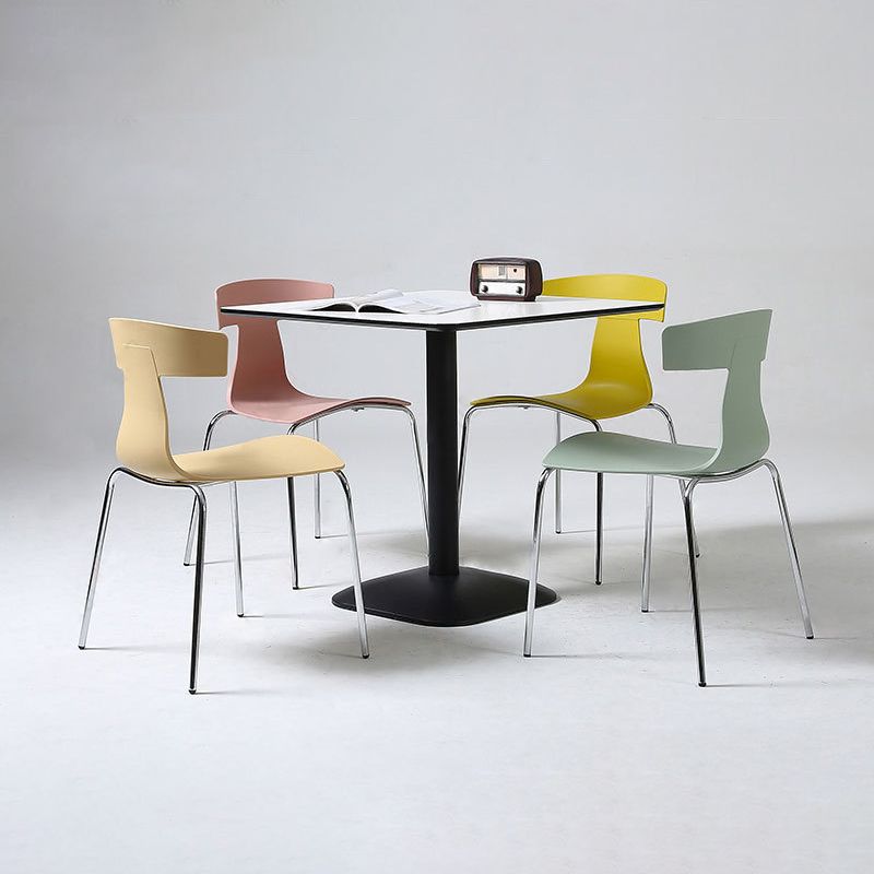 Contemporary Style Metal Chair Set Slat Back Side Kitchen Dining Chair