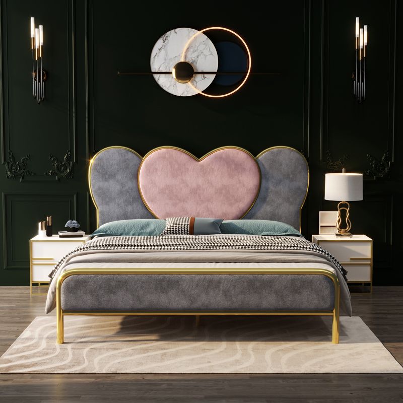 Standard Bed, Metal and Upholstered Bed With Headboard and Footboard